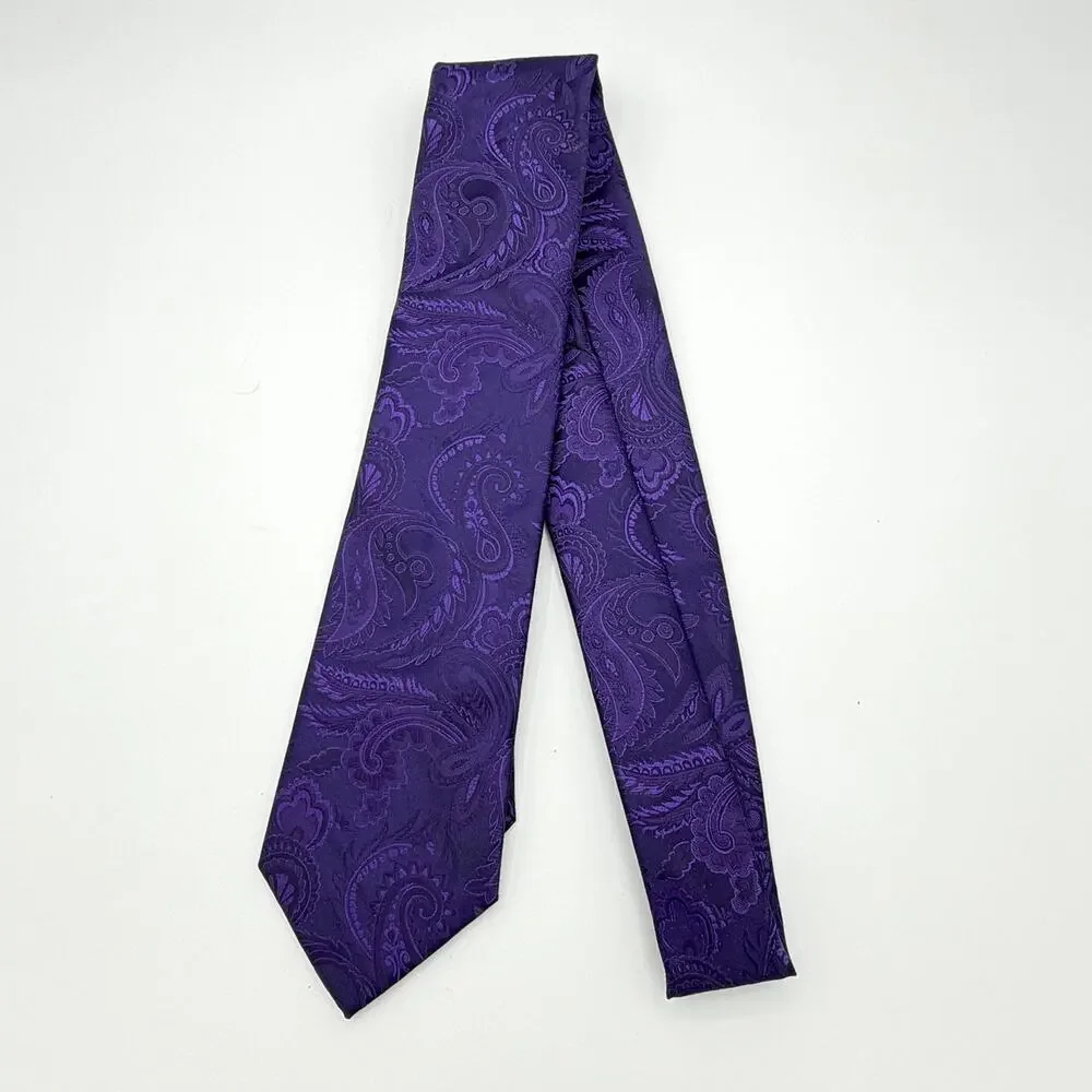 Stacy Adams Purple Paisley Microfiber Necktie 60x3.25 Extra Long Men's Dress Tie